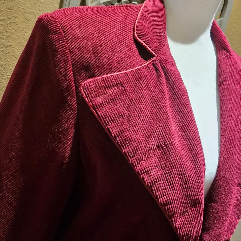 Burgundy Corduroy Velvet S Long Coat Statement Dramatic Gothic Victorian Cosplay - Picture 12 of 16